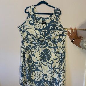 Tropical beach dress with drawstring waist